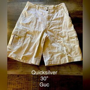 Men's Quicksilver Light Tan Khaki Cargo Shorts Size 30